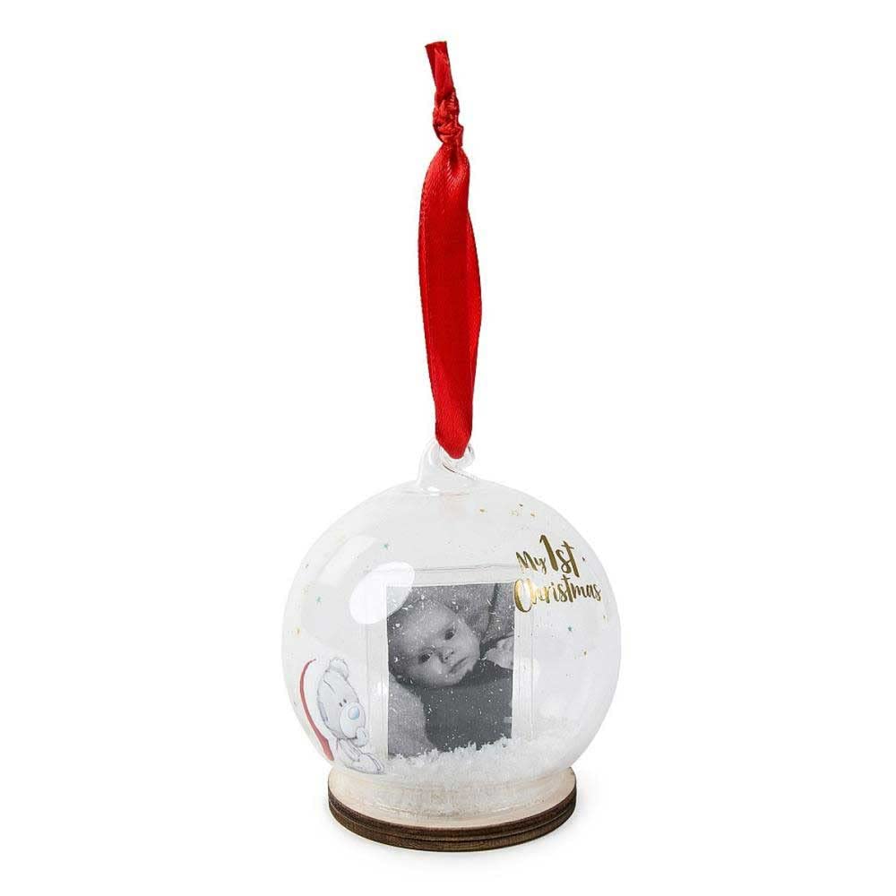 Glass Christmas Baby Tree Bauble with Photo E1529