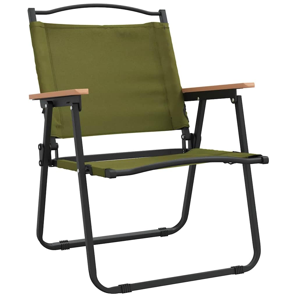 Foldable Camping Chairs 2 Pack Green Oxford Fabric E73732