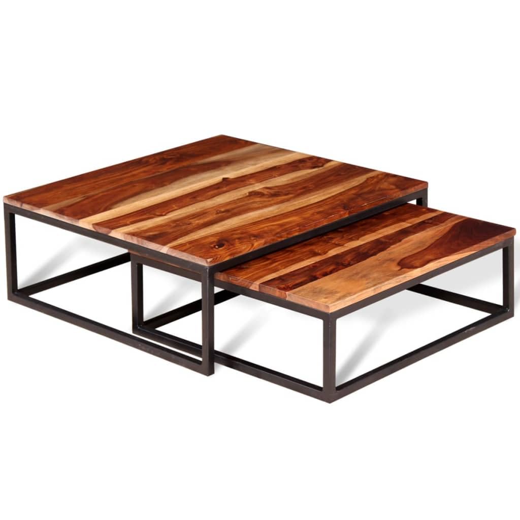 Solid Sheesham Wood Nesting Coffee Table Set F1947
