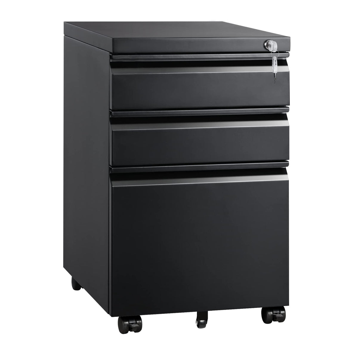 3 Drawer Mobile File Cabinet with Lock, Black R5423