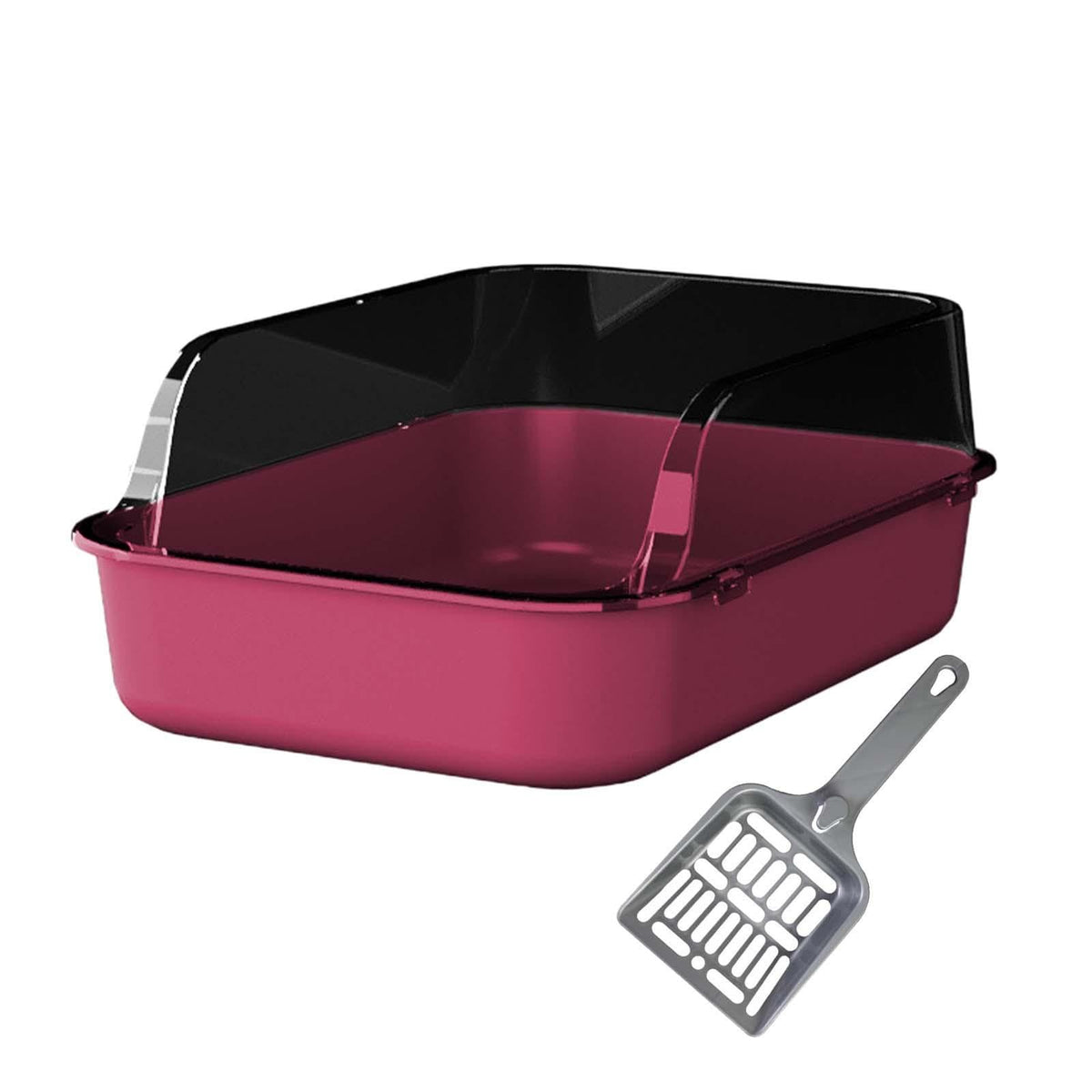 Open Top Sifting Litter Box High Sided Portable Semi Enclosed Pink Z8467