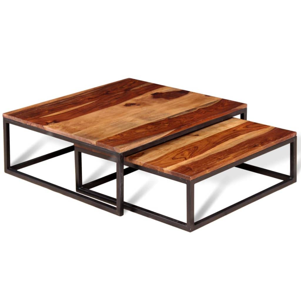 Solid Sheesham Wood Nesting Coffee Table Set F1947