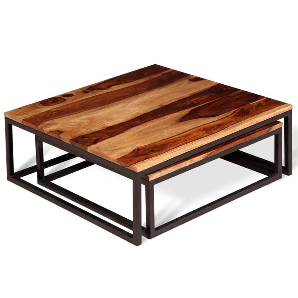 Solid Sheesham Wood Nesting Coffee Table Set F1947