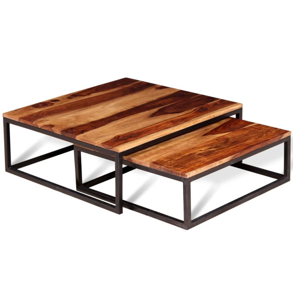 Solid Sheesham Wood Nesting Coffee Table Set F1947