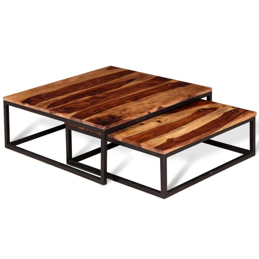 Solid Sheesham Wood Nesting Coffee Table Set F1947