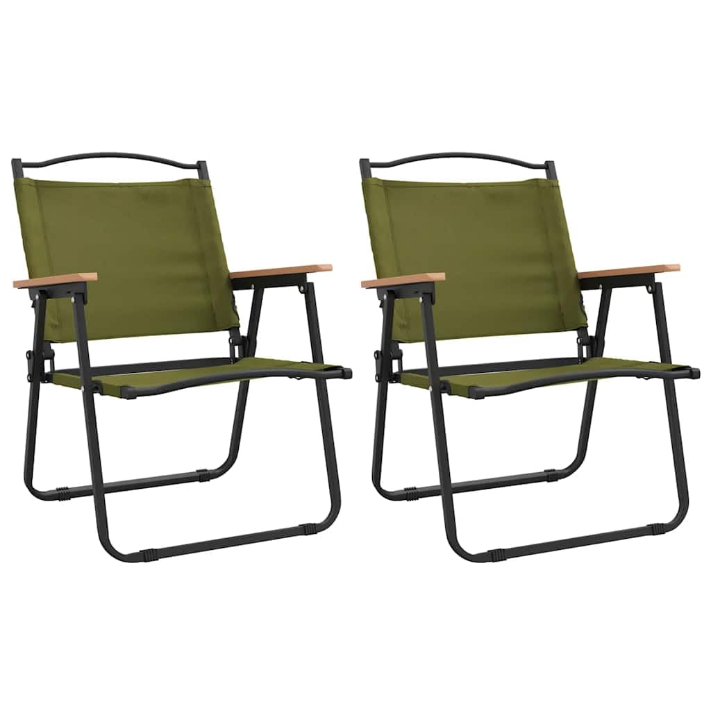 Foldable Camping Chairs 2 Pack Green Oxford Fabric E73732