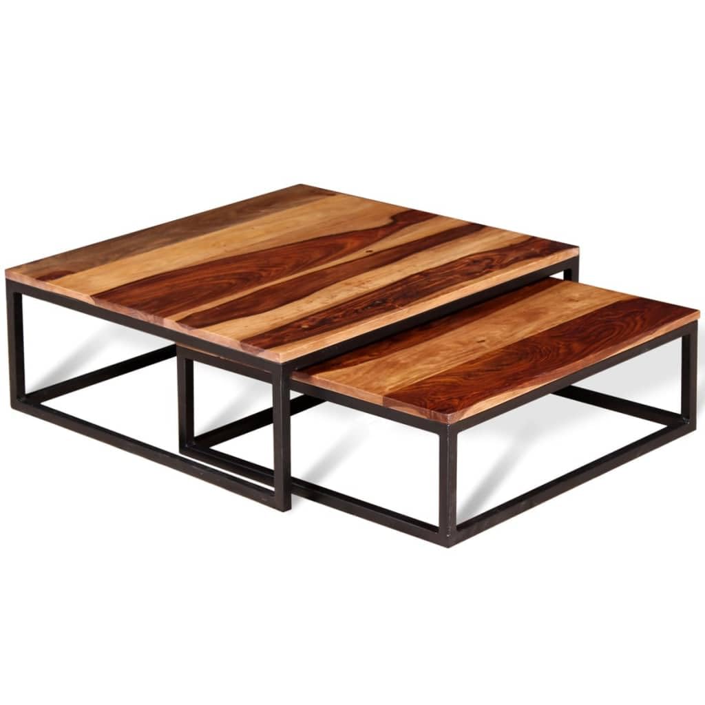Solid Sheesham Wood Nesting Coffee Table Set F1947