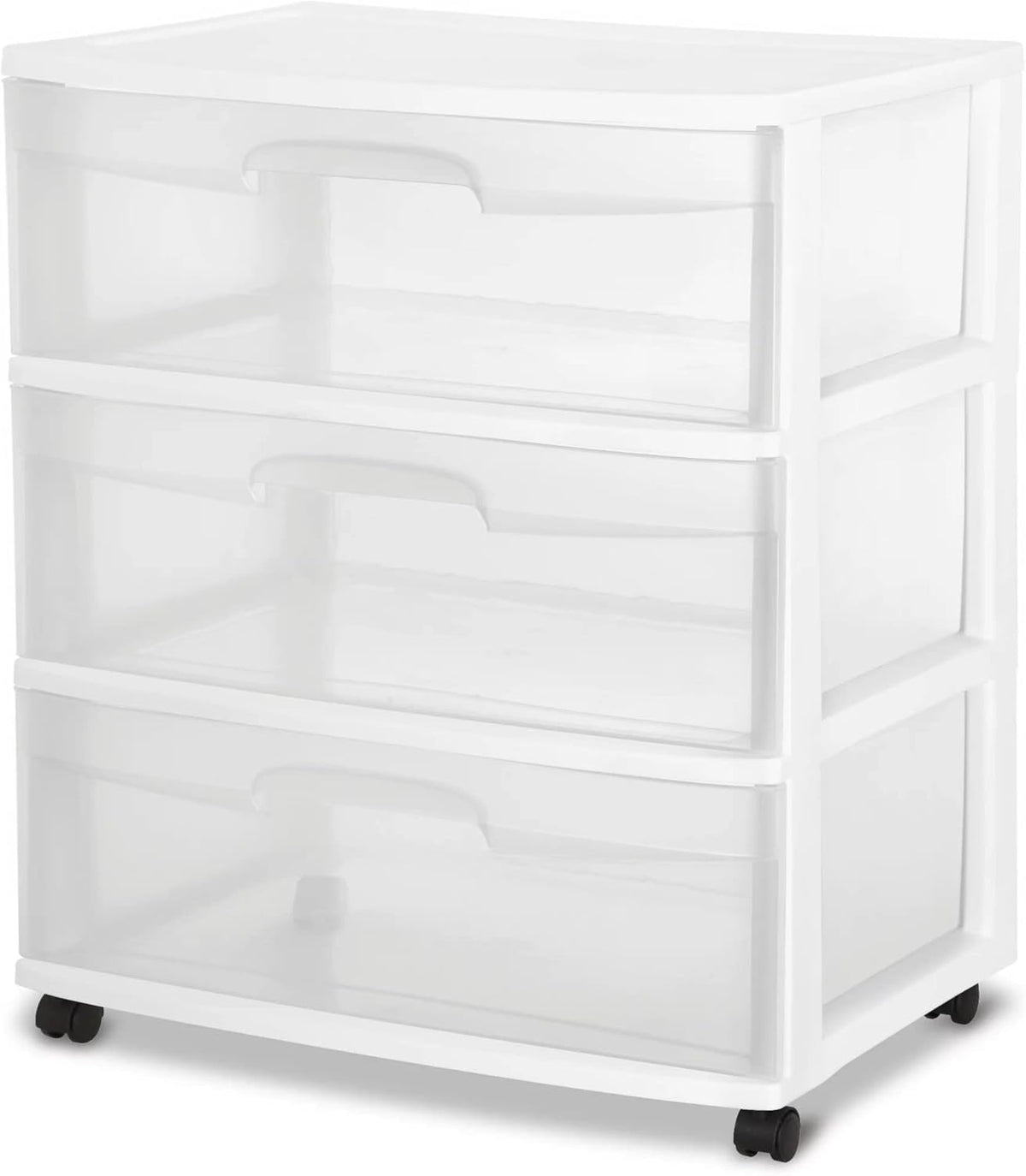 Plastic Storage Drawer Cart with 3 Clear Drawers with Wheels E827