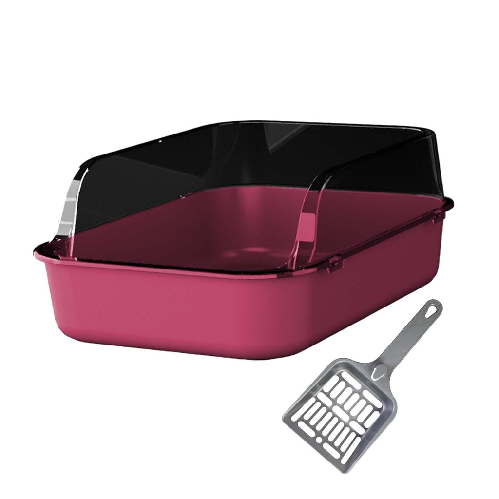 Open Top Sifting Litter Box High Sided Portable Semi Enclosed Pink Z8467