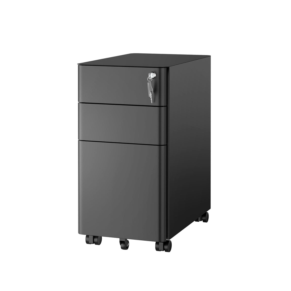Black 3 Drawer Rolling File Cabinet with Lock F249764