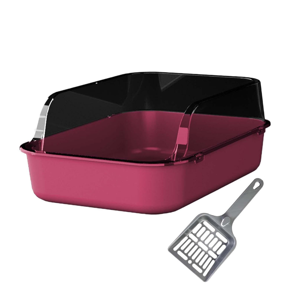 Open Top Sifting Litter Box High Sided Portable Semi Enclosed Pink Z8467