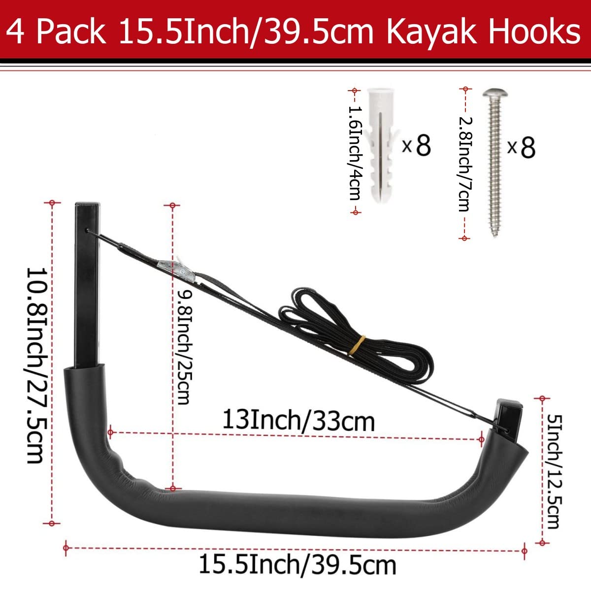 Wall Mount Kayak Storage Hooks U95644
