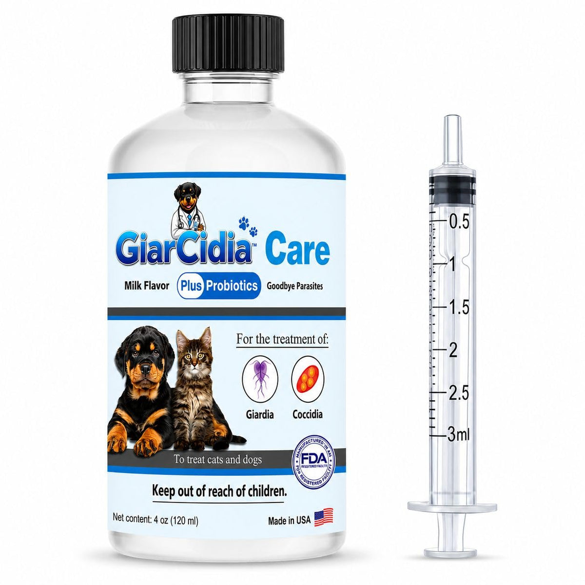 Milk Flavor Dewormer for Cats & Dogs 120ml with Dropper K2405