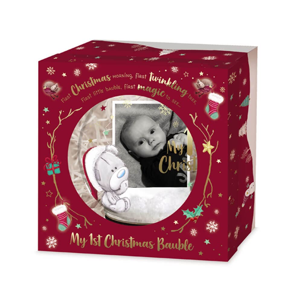 Glass Christmas Baby Tree Bauble with Photo E1529