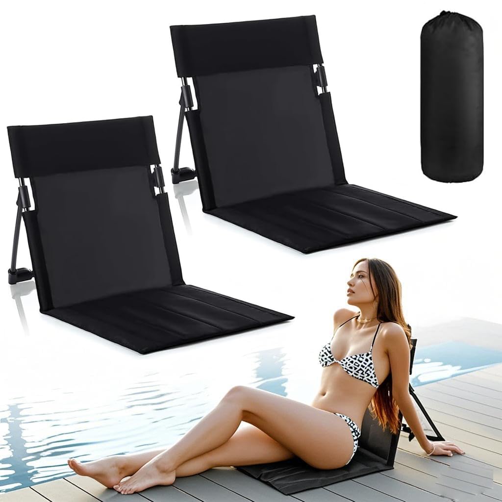Black 2 Pack Foldable Poolside Chairs C2809