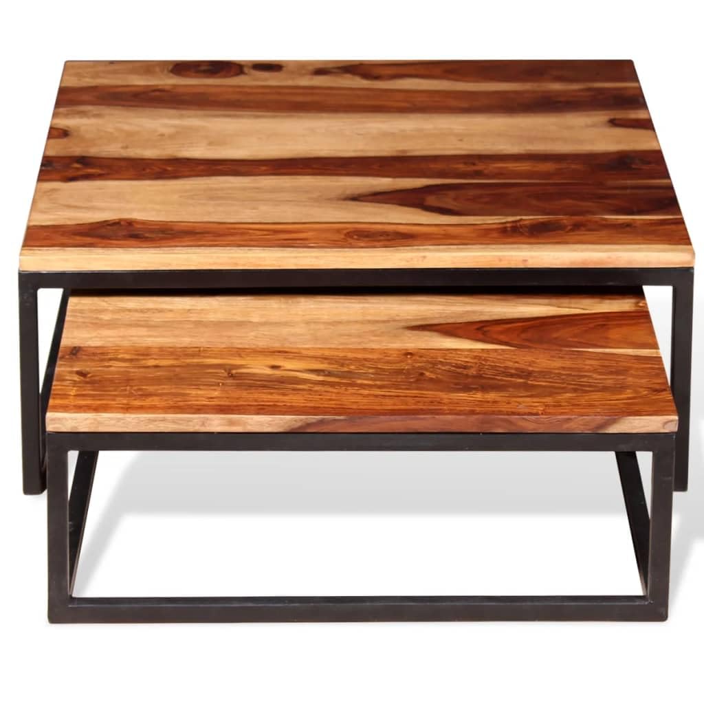 Solid Sheesham Wood Nesting Coffee Table Set F1947