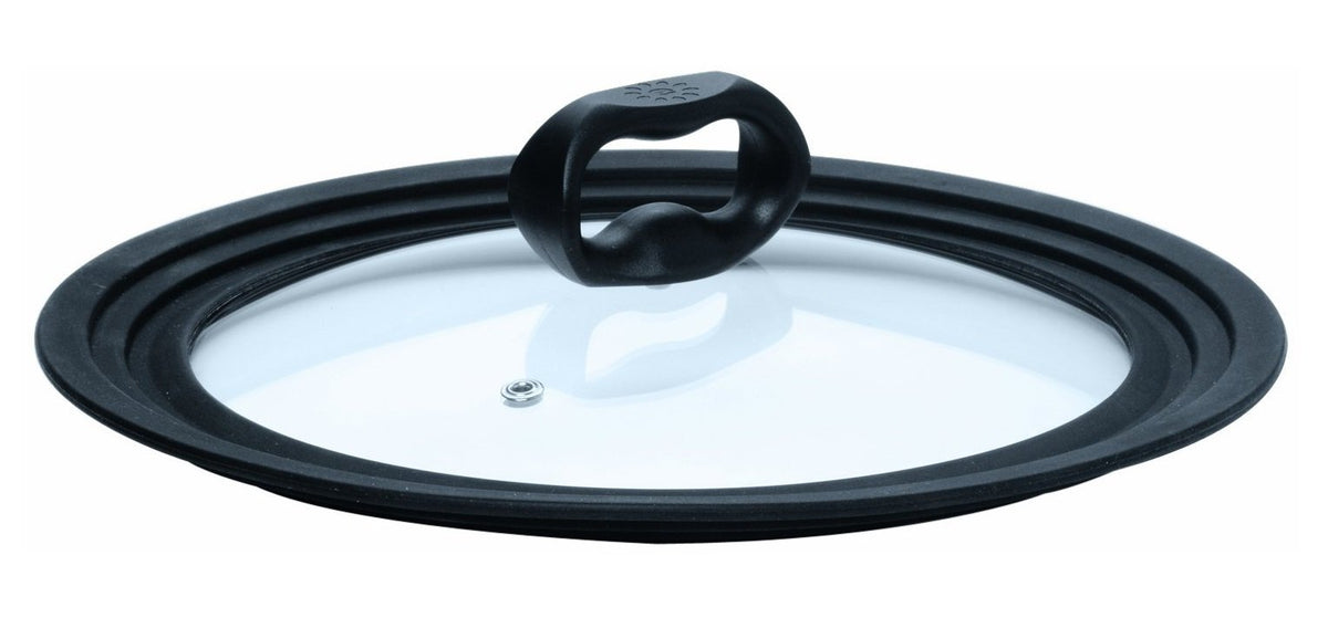 Universal Lid for Pots and Pans, Fits 6-Inch to 8-Inch Cookware, Tempered Glass Replacement Lid with Heat Resistant Silicone Edge, Dishwasher Safe, Made without BPA, Small, Black D79417