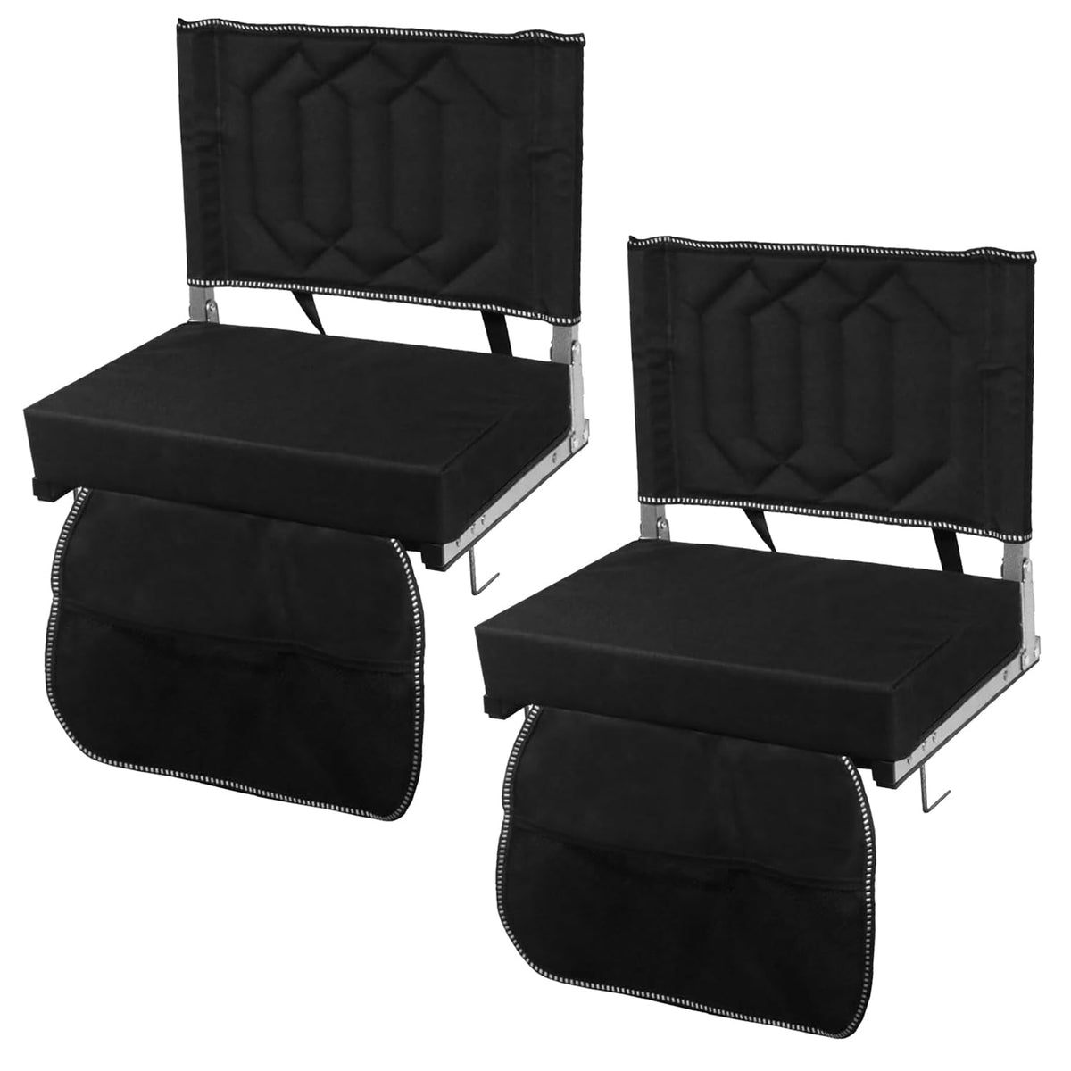 Black 2 Pack Cushioned Stadium Seats for Bleachers with Back Support G58642