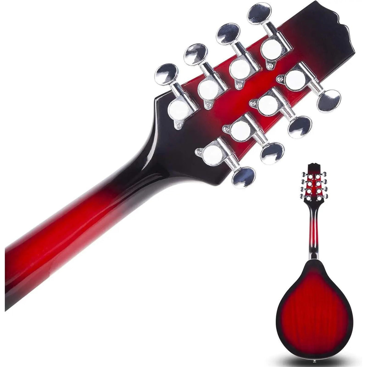 Acoustic Electric Mandolin Instrument Vintage Red Sunburst Mahogany Wood C7694