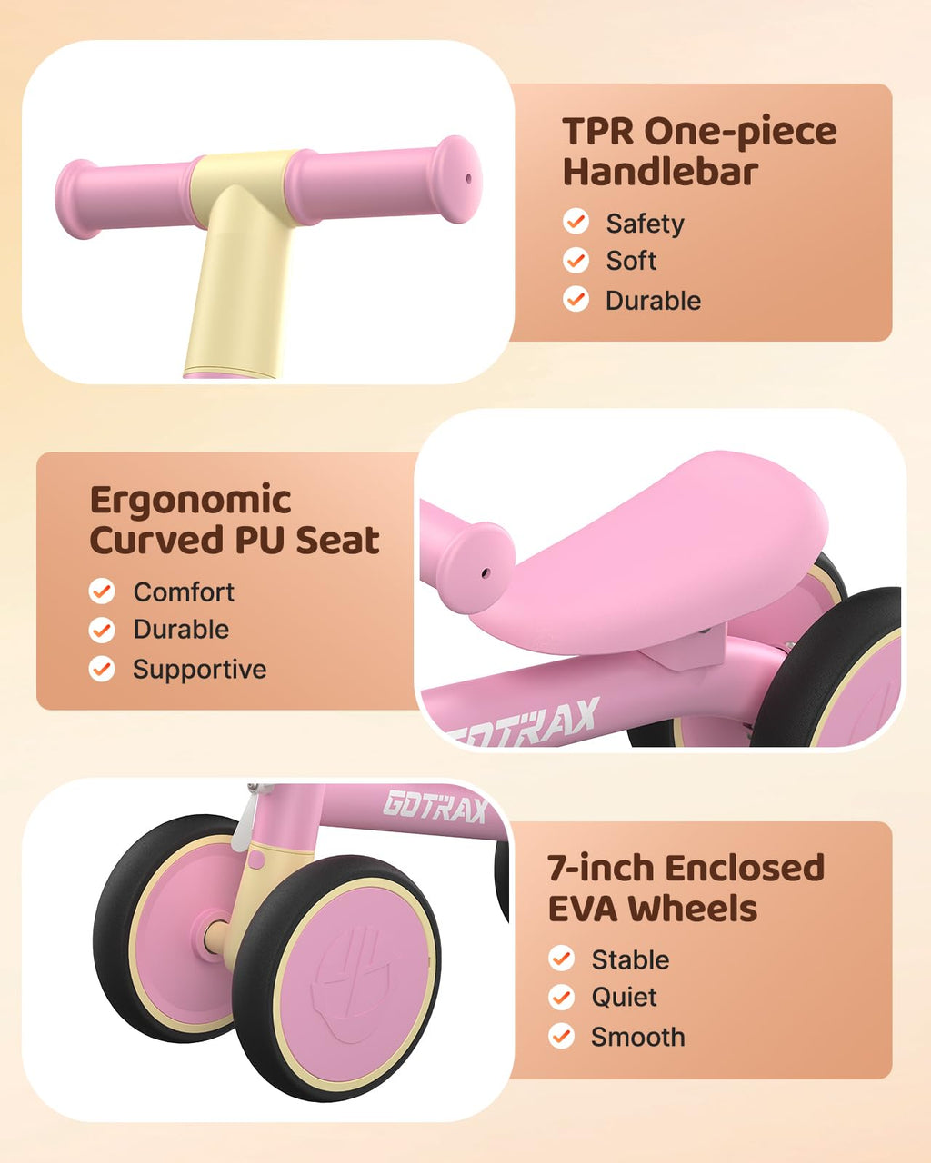 Baby Balance Bike 7" Silent Wheels B384