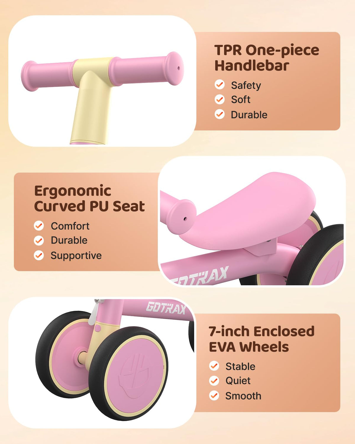 Baby Balance Bike 7" Silent Wheels B384