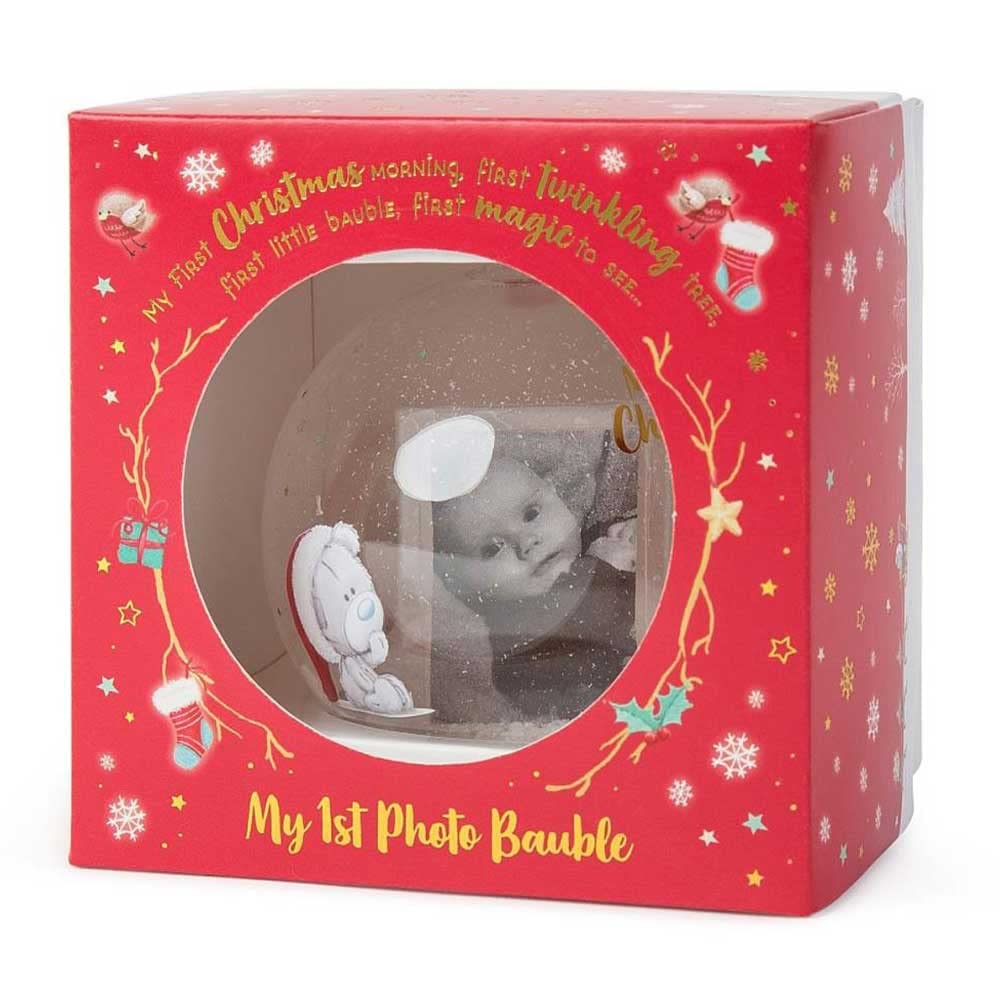 Glass Christmas Baby Tree Bauble with Photo E1529