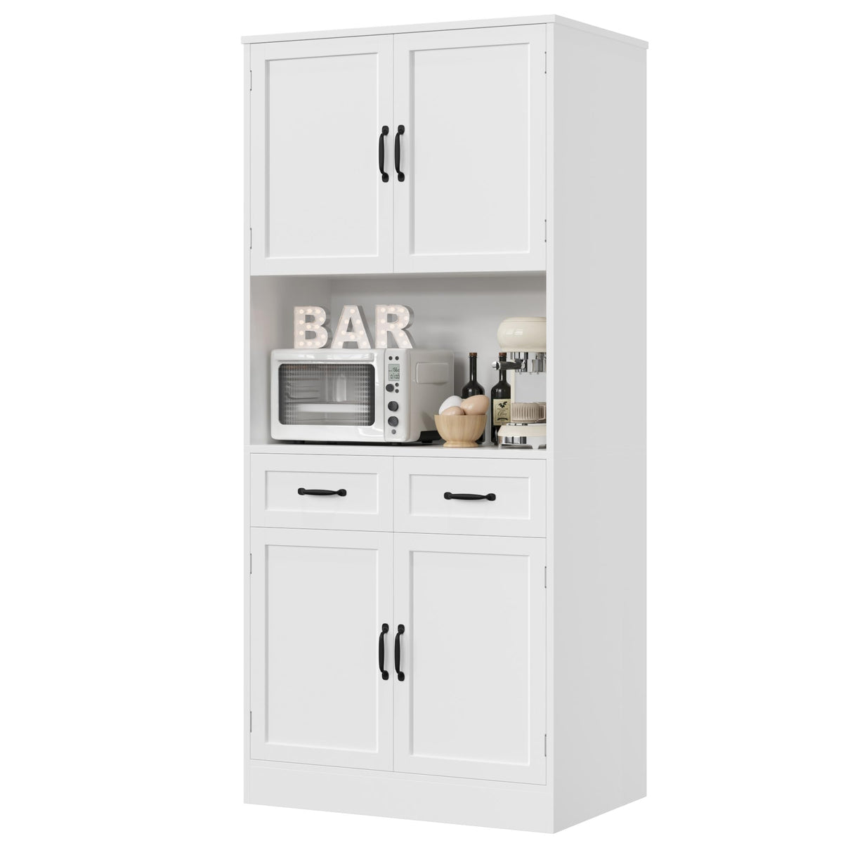 White Tall Wood Kitchen Pantry Storage Cabinet A418889