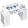 55 Inch Computer Desk with 8 Fabric Drawers White V356