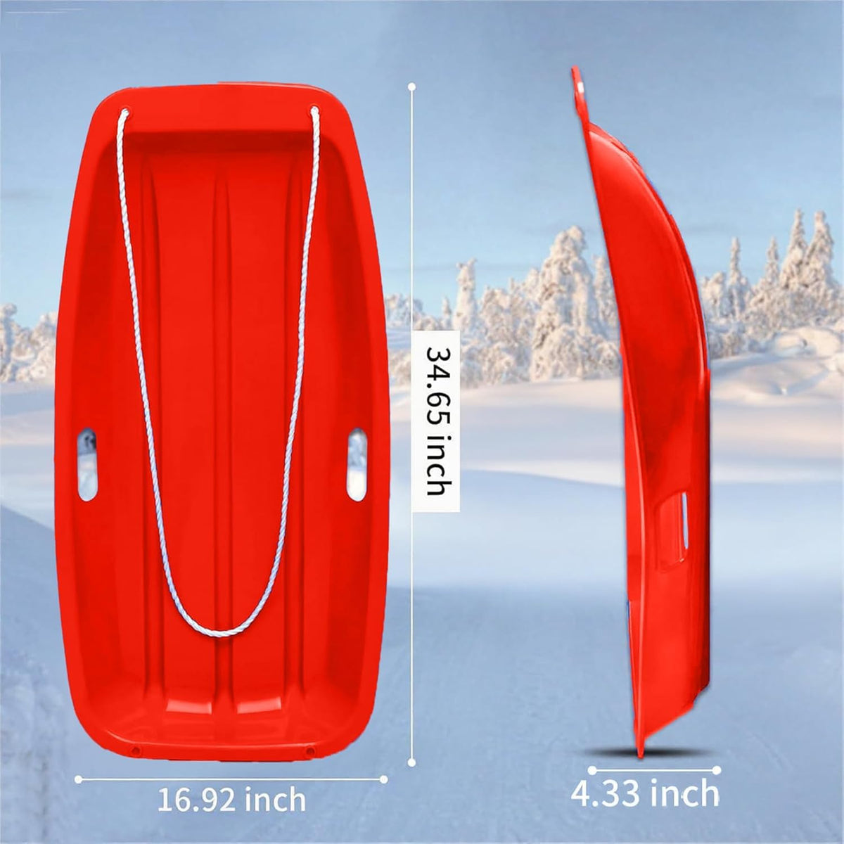 2 Piece Plastic Sled Board with Four Ropes U202740