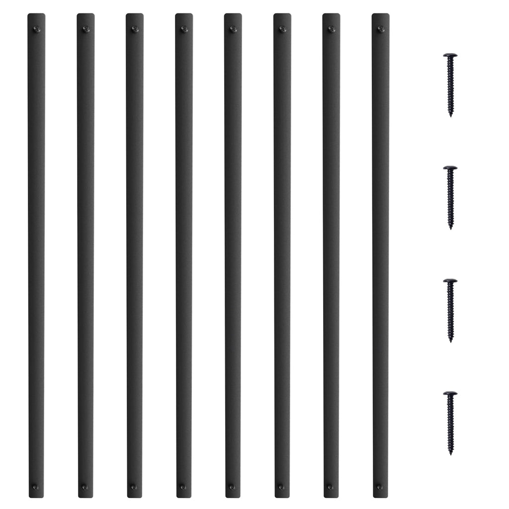 29.5"x1" Flat Aluminum Alloy 51 Pack Satin Black Metal Balusters C606