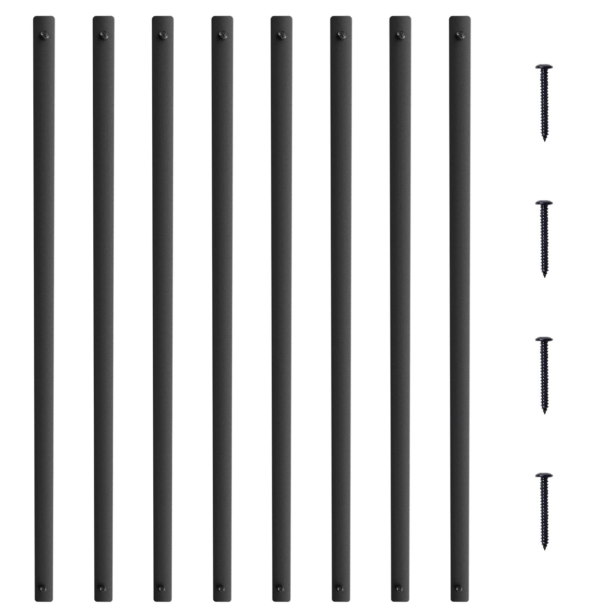 29.5"x1" Flat Aluminum Alloy 51 Pack Satin Black Metal Balusters C606