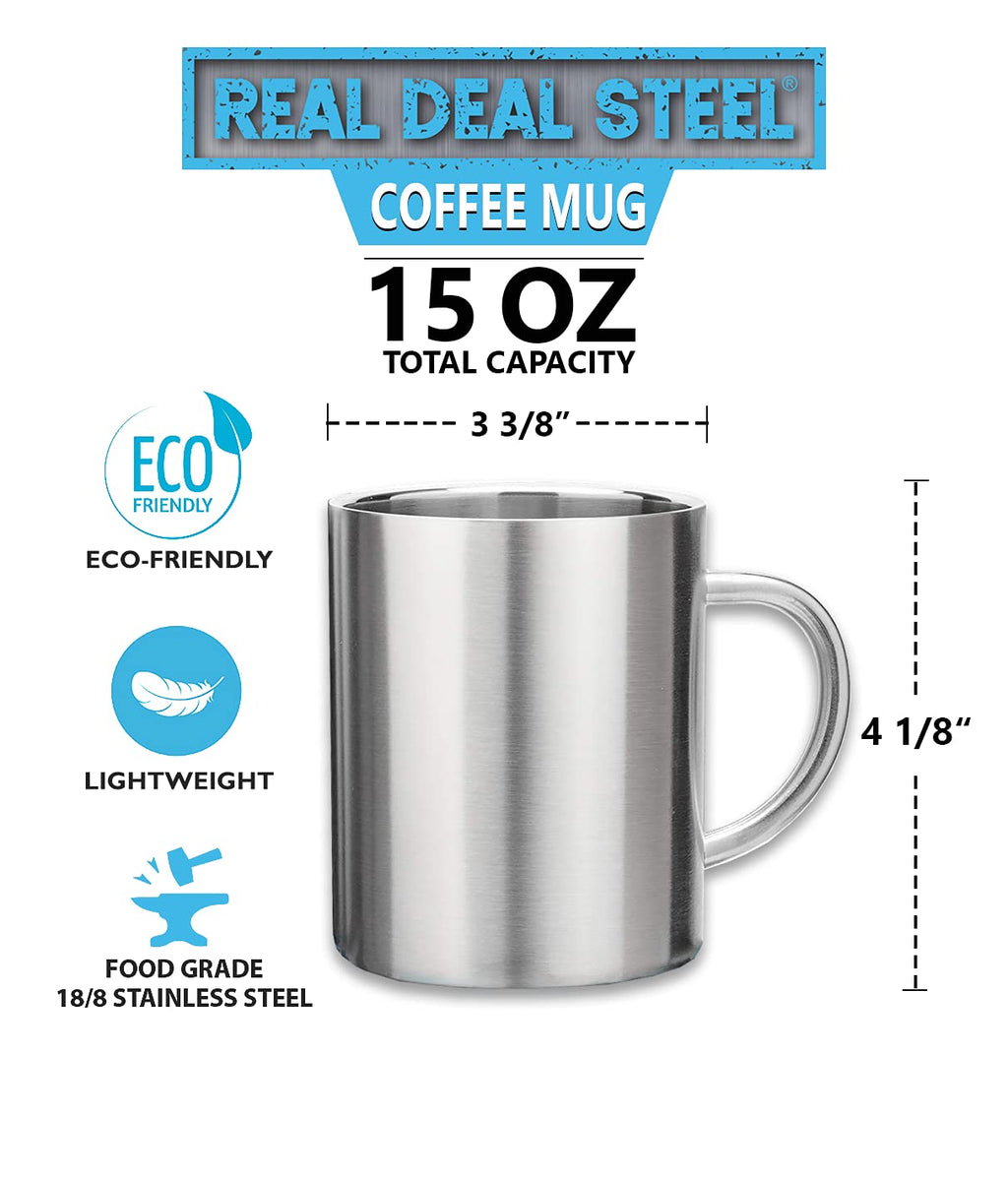 15 oz Double Wall Stainless Steel Insulated Mug Set of 2 H975