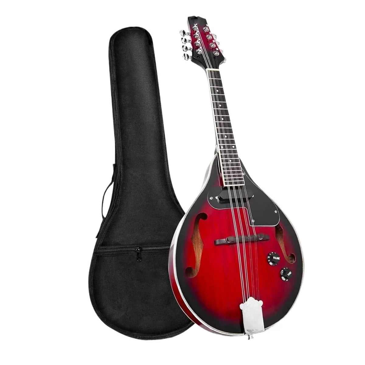 Acoustic Electric Mandolin Instrument Vintage Red Sunburst Mahogany Wood C7694