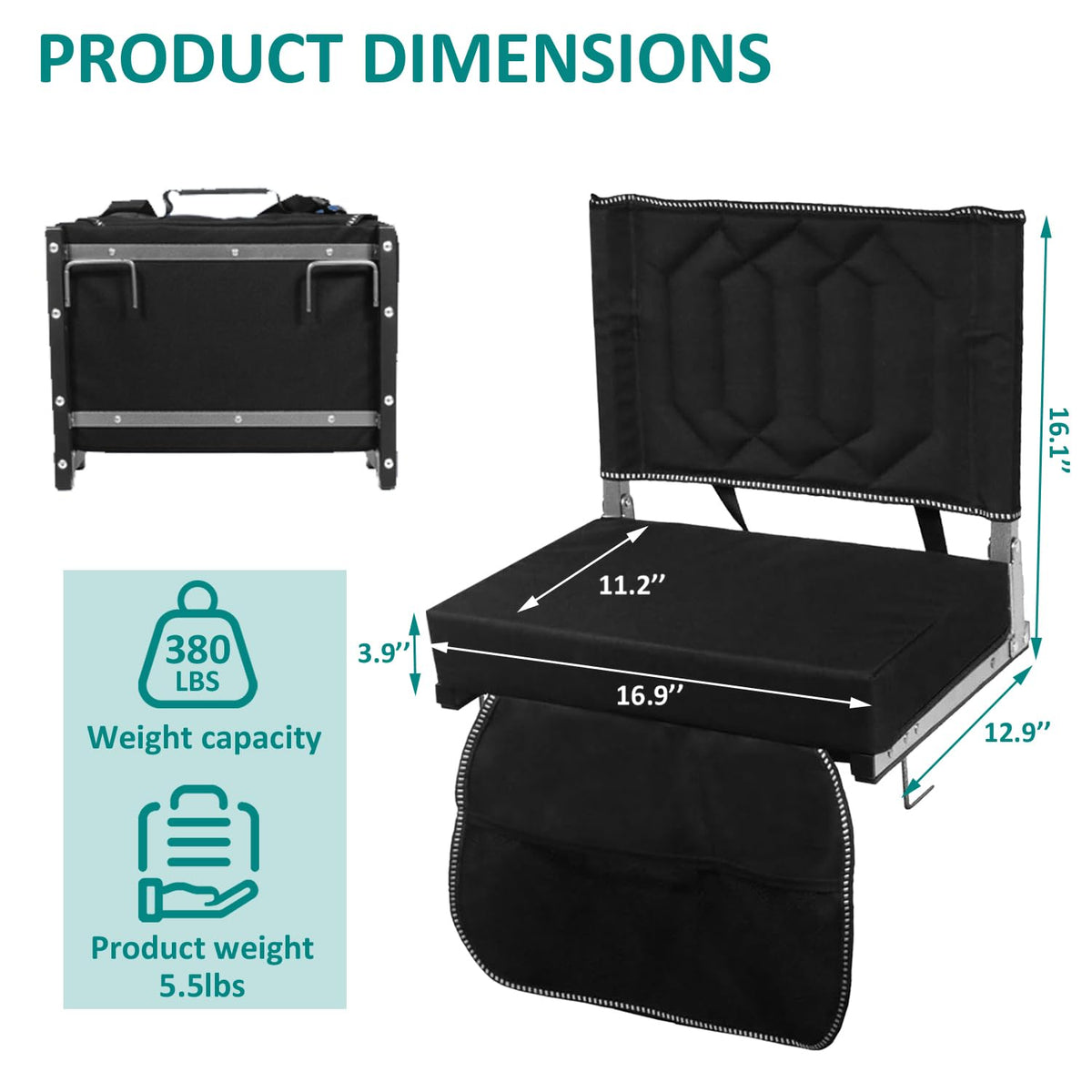 Black 2 Pack Cushioned Stadium Seats for Bleachers with Back Support G58642