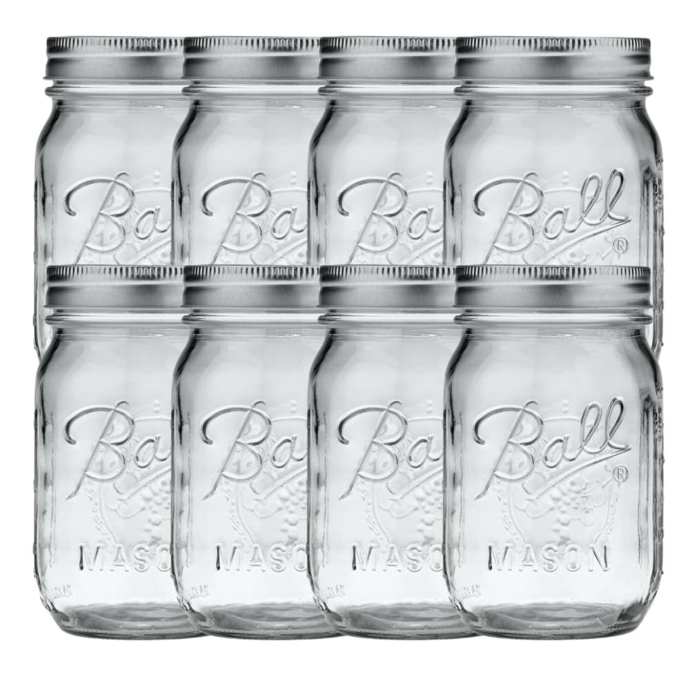 Regular Mouth Pint 16 oz. Mason Jars with Lids and Bands, 8 Count E501528