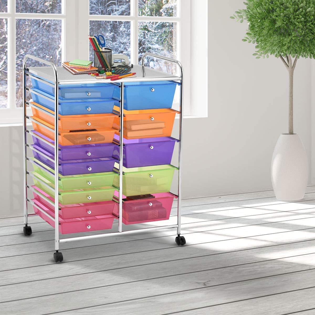 15 Drawer Rolling Storage Cart with Wheels K44092
