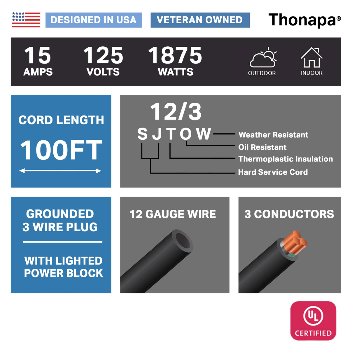 Black Oil Resistant 12 Gauge Extension Cord 100 ft and Yellow 10 Gauge Extension Cord 75 ft T29862