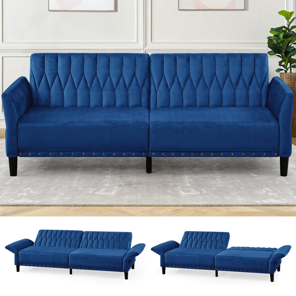 Blue Velvet Sofa Bed Z30546