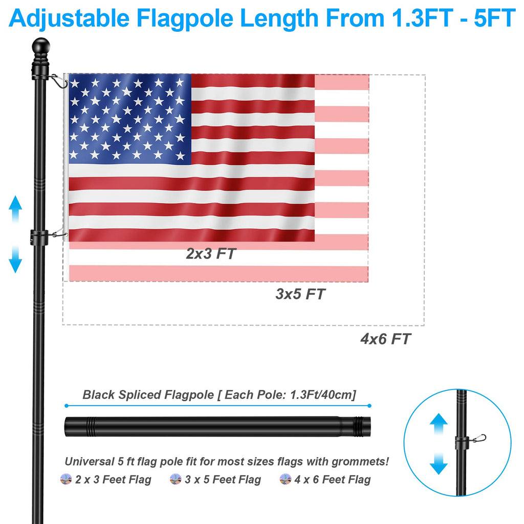 5 FT Stainless Steel Flag Pole Kit with Holder Bracket C135