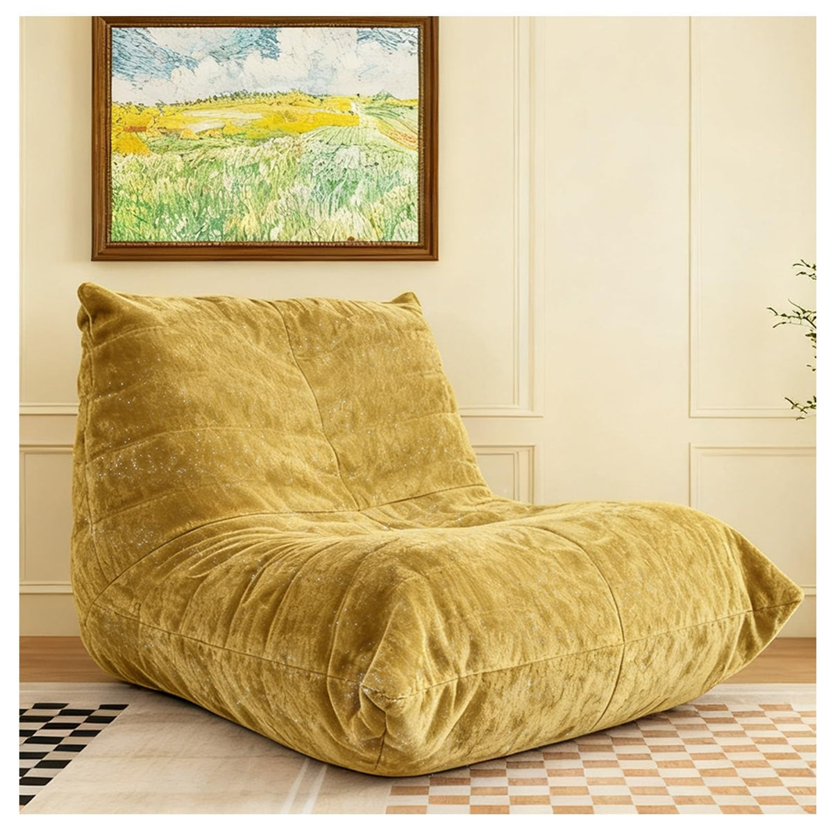 Yellow Corduroy Memory Foam Bean Bag Chair B74183