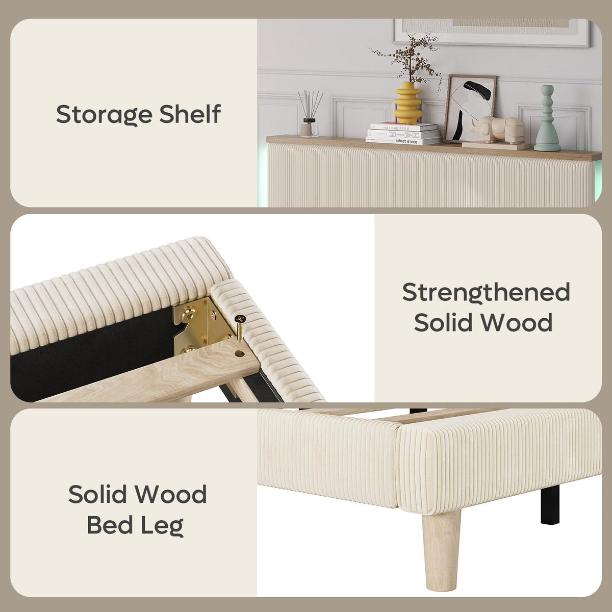 Full Bed Frame with Adjustable Headboard W13252