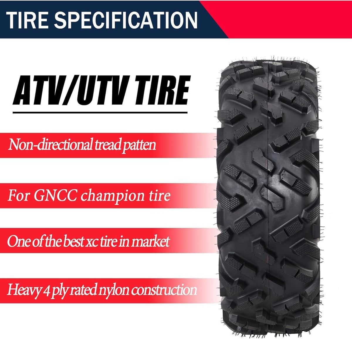 2 Pack 19x7-8 Tubeless All Terrain ATV Tires W5001