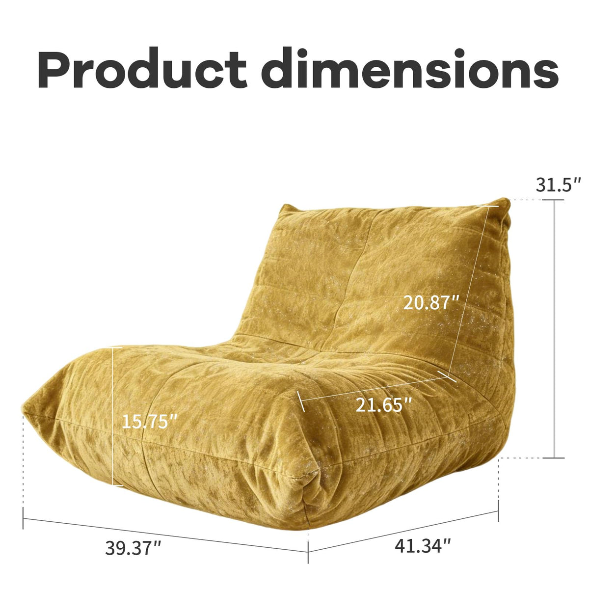 Yellow Corduroy Memory Foam Bean Bag Chair B74183