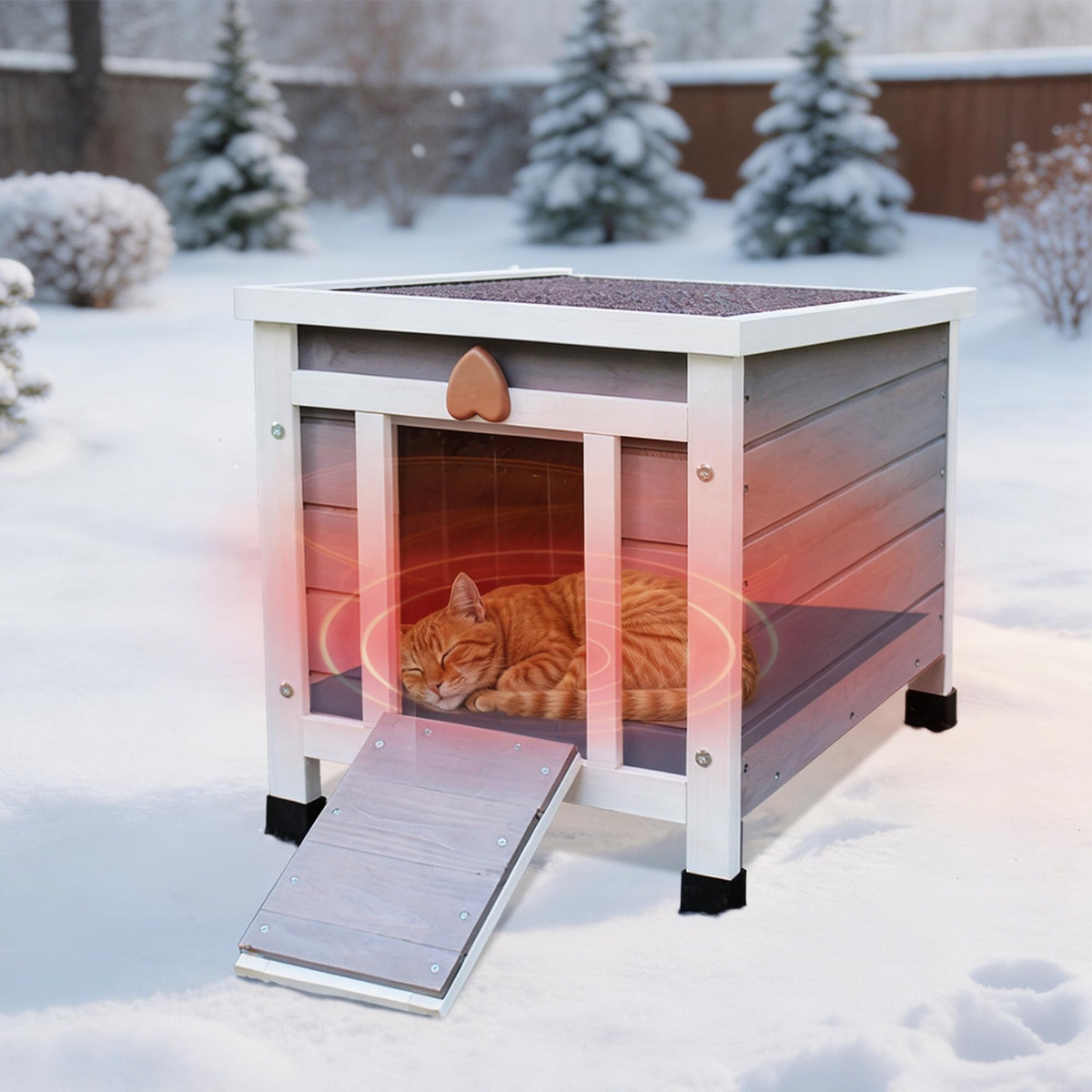 Insulated Outdoor Cat House with Liner W118156