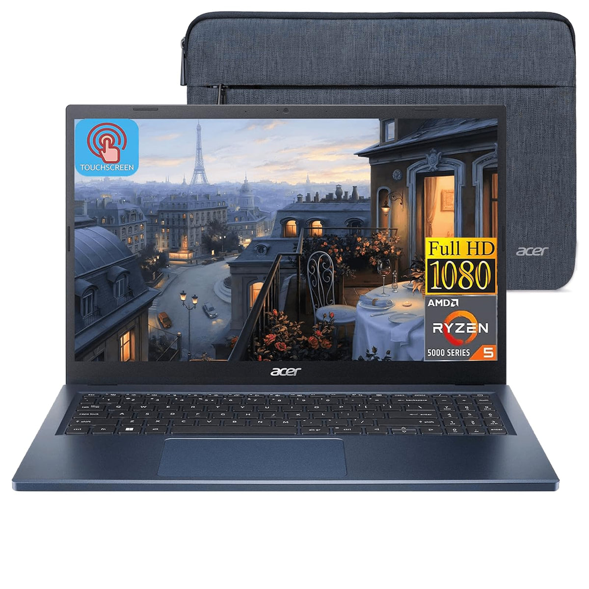 15.6" Touchscreen Laptop AMD Ryzen 5 8GB DDR5 512GB SSD U9211