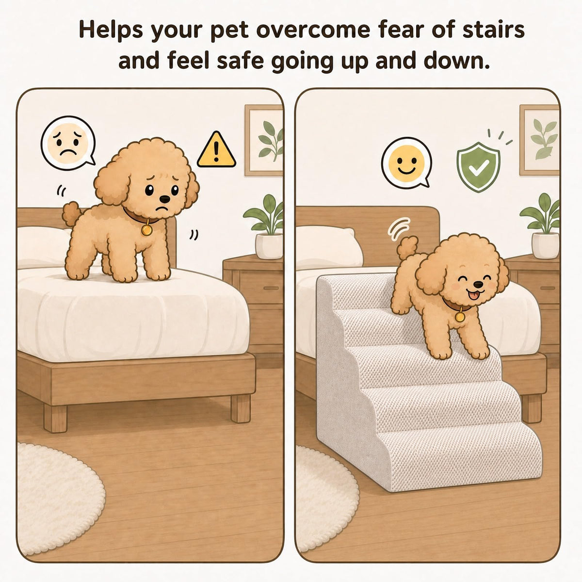 Dog Ramp, Pet Ramp, Dog Stairs, Non-Slip Ladder, 5-Step, Gray I390977