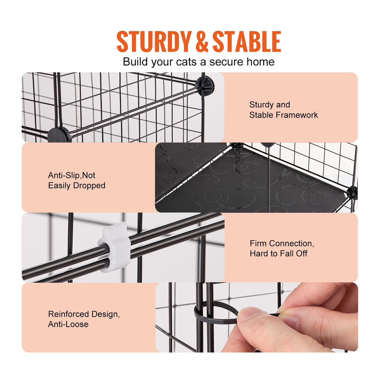 4-Tier Metal Wire Cat Cage with Hammock Ramp B358