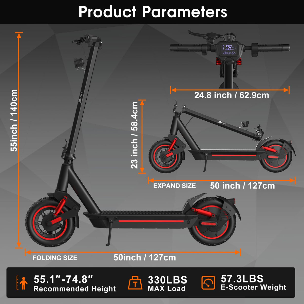 1200W Motor 10" Off-Road Pneumatic Tire Electric Scooter M6452