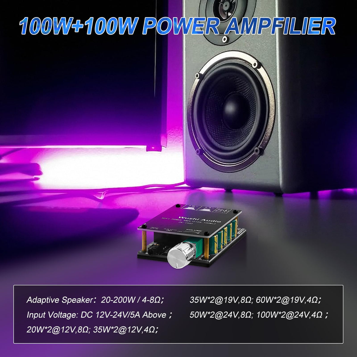 Bluetooth 5.0 Audio Amplifier Board 100W x 2 2.0 Channel Mini Amp B434630