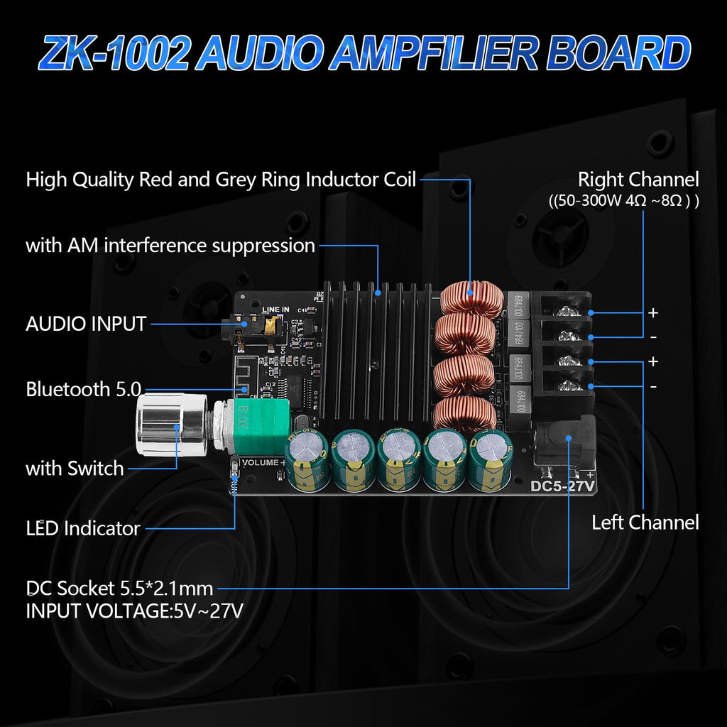 Bluetooth 5.0 Audio Amplifier Board 100W x 2 2.0 Channel Mini Amp B434630